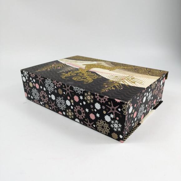 Gold Glitter Reindeer Magnetic Gift Box Winter Punch Studio Holiday 12.5x9x3.5 - Picture 3 of 10